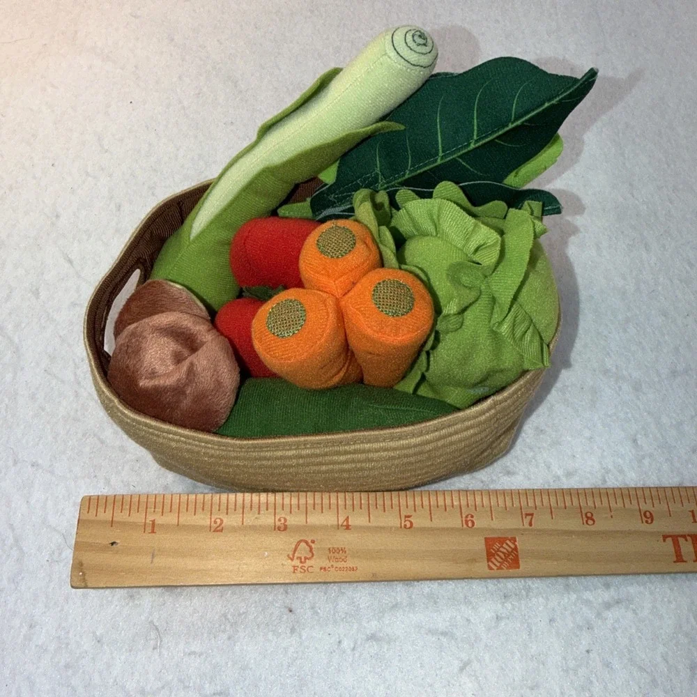 CHILDRENS SOFT PLAY VEGETABLES IN A BASKET TOYS IKEA CARROTS TOMATOES MUSHROOM +